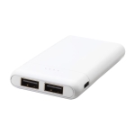 Powerbanks met logo met twee poorten 5.000 mAh USB Hero kleur wit