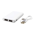 Powerbanks met logo met twee poorten 5.000 mAh USB Hero kleur wit tweede weergave