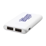 Powerbanks met logo met twee poorten 5.000 mAh USB Hero kleur wit tweede weergave tampondruk