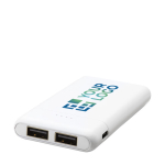 Powerbanks met logo met twee poorten 5.000 mAh USB Hero met afdrukgebied