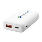 Compacte zakelijke snelladende powerbank 10.000 mAh Hero Pro kleur wit weergave tampondruk