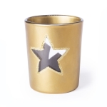 Kerstkaars bedrukken in glazen houder met motief Christmas Star kleur goud  negende weergave