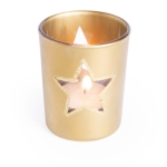 Kerstkaars bedrukken in glazen houder met motief Christmas Star kleur goud tweede weergave