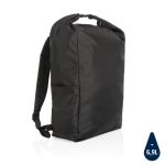 Basic Rolltop-rugzak met logo gerecycled AWARE™ Rolltop kleur zwart