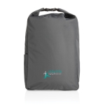 Basic Rolltop-rugzak met logo gerecycled AWARE™ Rolltop kleur donkergrijs weergave met logo