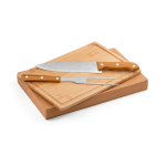 BBQ-gereedschapset met bamboe plank en 2 accessoires kleur bruin