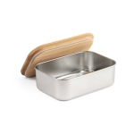 Hermetische stalen lunchbox met bamboe deksel 800ml Scandi kleur zilver derde weergave