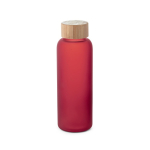 Glazen fles met matte afwerking en bamboedop 500 ml kleur rood