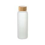 Glazen fles met matte afwerking en bamboedop 500 ml kleur wit