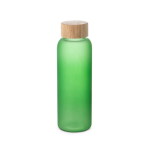 Glazen fles met matte afwerking en bamboedop 500 ml kleur lichtgroen