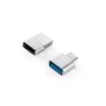 Set adapters van plastic met USB-A en USB-C formaat kleur zilver eerste weergave