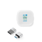 Set adapters van plastic met USB-A en USB-C formaat met afdrukgebied