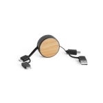 5-in-1 kabel met USB aansluitingen Bamboo kleur zwart