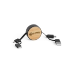 5-in-1 kabel met USB aansluitingen Bamboo kleur zwart afbeelding met logo