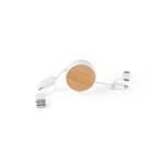 5-in-1 kabel met USB aansluitingen Bamboo kleur wit