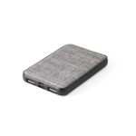 Draagbare powerbank met eigen logo USB Fabric RPET 5.000 mAh kleur grijs