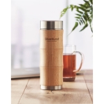 Dubbelwandige thermosflessen met logo van bamboe 350ml Bamboo Tea kleur hout tweede sfeervolle weergave 2