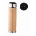 Bedrukte thermosfles met thermometer 480ml Tea Touch kleur hout