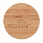 Eenvoudige ronde draadloze bamboe oplader met logo Natura Ultra kleur hout zesde weergave