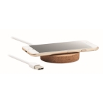 Draadloze opladers met ronde kurkvorm compatibel met iPhone Fill kleur beige tweede weergave