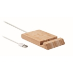 10W bamboe opladers bedrukken met smartphonehouder Valley kleur hout