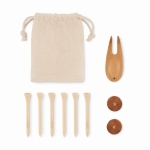 Set met golfaccessoires in cadeauzakje kleur beige