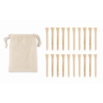 Set van 20 golf tees, verpakt in een katoenen tas Golf Eco kleur beige