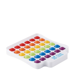 Siliconen spelletje met logo bedrukken Pop It Colors kleur wit weergave met bedrukking