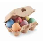 Set van 6 originele eivormige krijtjes in eierdoosje Eggs kleur beige