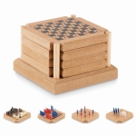 Set van 4 onderzetters met ingebouwde bordspellen Cork Game kleur hout