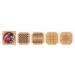 Set van 4 onderzetters met ingebouwde bordspellen Cork Game kleur hout achtste weergave