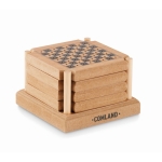 Set van 4 onderzetters met ingebouwde bordspellen Cork Game kleur hout hoofdweergave