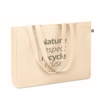 Gerecyclede canvas tas met lange handvatten 280 g/m2 Nature Respect kleur beige tweede hoofdweergave