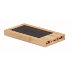 Bamboe powerbank met logo 4.000 mAh Powercard Solar Bamboo kleur hout