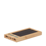 Bamboe powerbank met logo 4.000 mAh Powercard Solar Bamboo weergave met bedrukking