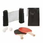 Pingpongset met oprolnet in tasje Ping Pong To Go kleur zwart