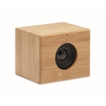 Kubusvormige bamboe draadloze speaker met oplader Instru kleur hout