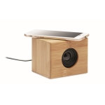 Kubusvormige bamboe draadloze speaker met oplader Instru kleur hout tweede weergave