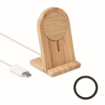 Magnetische bamboe telefoonstandaard met draadloze lader bedrukken kleur hout