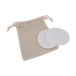 Set van 2 herbruikbare make-up pads in een zakje met logo Clean kleur beige