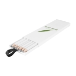 Set van 6 promotionele witte potloden in doos White kleur wit afbeelding met logo