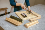 Gepersonaliseerde bamboe sushi-set Ukiyo kleur bruin sfeer weergave