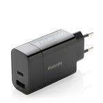 Philips 30W-wandadapter voor ultrasnel opladen kleur zwart met afdrukgebied