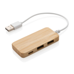 USB 2.0-hub met en kabel Bamboo Type-C-poort kleur bruin