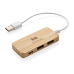 USB 2.0-hub met en kabel Bamboo Type-C-poort kleur bruin weergave met logo