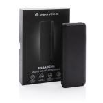 Duurzame en snelladende powerbank 20.000 mAh Pasadena kleur zwart weergave met doos