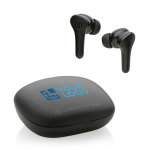 Premium in-ear oordopjes met touchcontol en meer Bryon kleur zwart met afdrukgebied