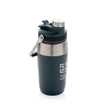 Stalen thermosfles met dubbelfunctioneel deksel 500 ml Slender kleur marineblauw met afdrukgebied