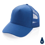 Duurzame katoenen trucker cap bedrukken Eco Mesh kleur blauw achtste weergave