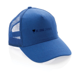 Duurzame katoenen trucker cap bedrukken Eco Mesh kleur blauw weergave met logo